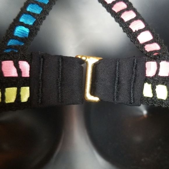 Ice Blue Multicolor Thread Through Bikini Top - Picture 5 of 8